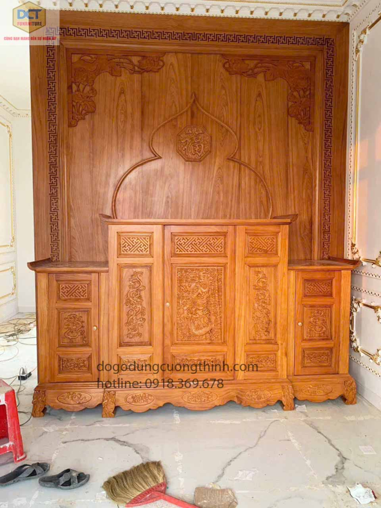 Bàn thờ gia tiên gỗ gõ đỏ BT54